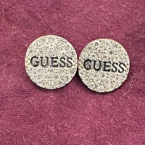 Guess Silver Sparkle Logo Earrings